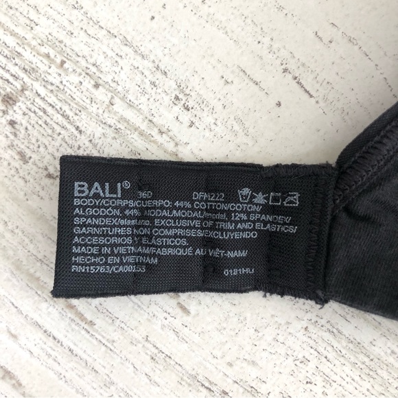 *3/$20* BALI Beauty by Bali Wireless T-Shirt Bra Black 36D - Picture 5 of 7